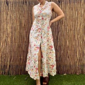 vintage floral cottage maxi dress size 10
